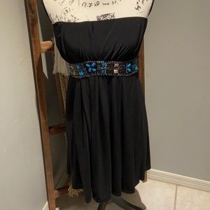 Strapless beaded black dress